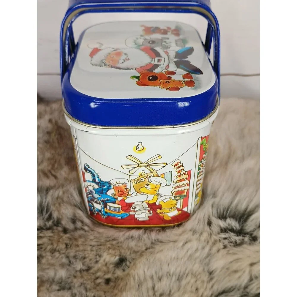 The Tin Box Company Santa's Dog Helpers Christmas Tin‎ Basket w/Handle